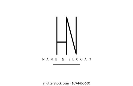 HN NH abstract vector logo monogram template