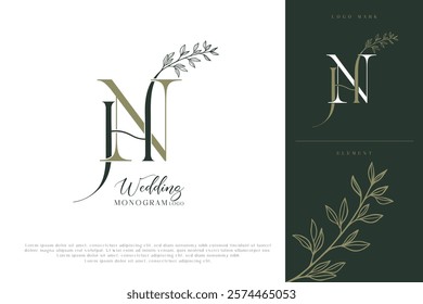 HN NH Initial Wedding Logo Monogram
