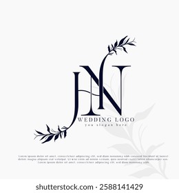 HN, NH Initial Wedding Logo Monogram