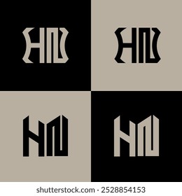 HN polygon, circle, hexagon, flat and simple letter logo set in one artboard. HN minimalist and classic logo.
