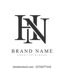 HN trendy logotype template. Initial letter h and n classic font style. Creative logo for company name or identity. Vector illustration.