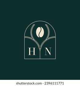 HN Unique and simple logo design combination of letters and coffee bean