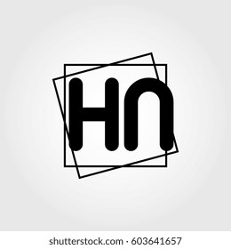 hn uppercase initials square frame business logo