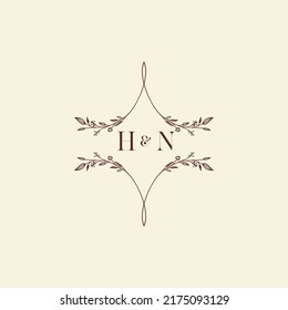 HN wedding initial logo letters in high quality professional design that will print well across any print media
