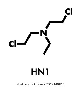 HN1 Nitrogen Mustard Molecule. Skeletal Formula.