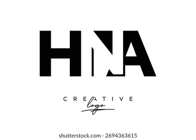 HNA Creative Minimalist Negative Space Latter Logo with Modern Monogram for Branding and Business Lettermark Logo with Initial Letters Logo Design for Branding.