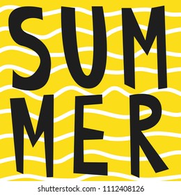 Hnad drawn doodle summer card with hand drawn doodle summer elements.