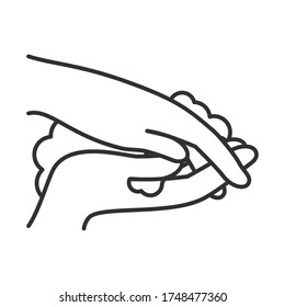 hnads washing with water over white background, line style, vector illustration