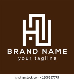 HNU Initial Letter Logo Design Element. logo Vector Template