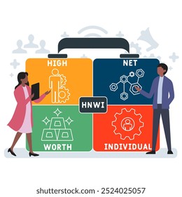 HNWI - High Net-Worth Individual acronym. business concept background. vector illustration concept with keywords and icons. lettering illustration with icons for web banner, flyer, landing