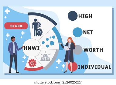 HNWI - High Net-Worth Individual acronym. business concept background. vector illustration concept with keywords and icons. lettering illustration with icons for web banner, flyer, landing