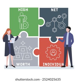 HNWI - High Net-Worth Individual acronym. business concept background. vector illustration concept with keywords and icons. lettering illustration with icons for web banner, flyer, landing
