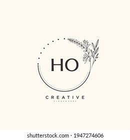 HO Beauty Vektor erste Logo-Kunst, Handschrift Logo der ersten Signatur, Hochzeit, Mode, Jewerly, Boutique, Blumen und botanisch mit kreativen Vorlage für jedes Unternehmen oder Unternehmen.