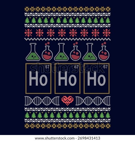 Ho Ho Ho, Chemistry Elements - Ugly Christmas sweater designs, vector Graphic