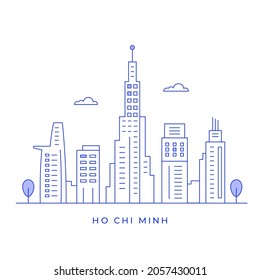 Ho Chi Minh City Landscape With Buildings And Tower Line Art