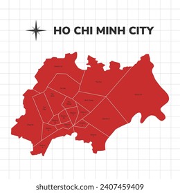 Ho Chi Minh City map illustration. Map of the City in Vietnam