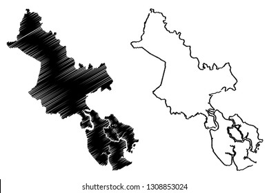 Ho Chi Minh City Province (Socialist Republic of Vietnam, Subdivisions of Vietnam, Municipality) map vector illustration, scribble sketch Saigon map