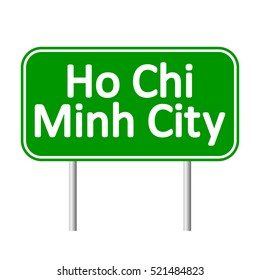 Ho Chi Minh City road sign isolated on white background.