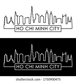 Ho Chi Minh City skyline. Linear style. Editable vector file.