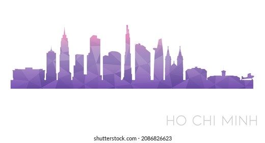 Ho Chi Minh City, Vietnam Low Poly Skyline Clip Art City Design. Geometric Polygon Graphic Horizon Icon. Vector Illustration Symbol.