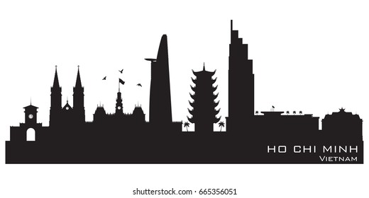 Ho Chi Minh city Vietnam skyline Detailed vector silhouette