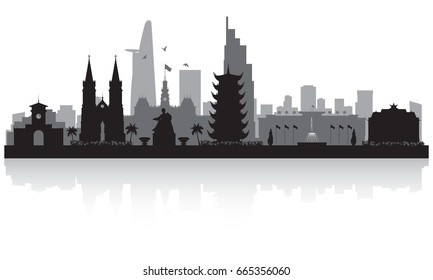 Ho Chi Minh city Vietnam skyline vector silhouette illustration