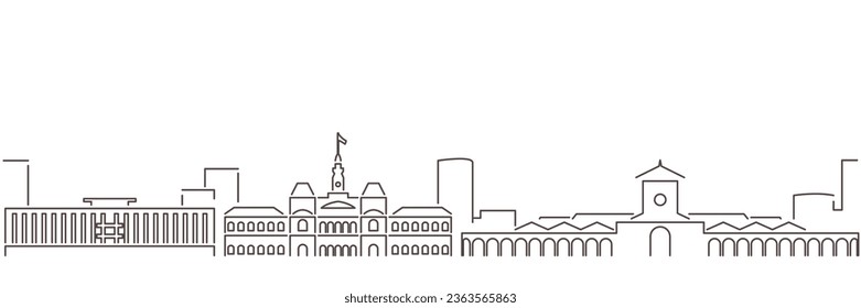 Ho Chi Minh Dark Line Simple Minimalist Skyline With White Background