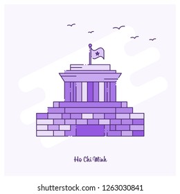 HO CHI MINH Landmark Purple Dotted Line skyline vector illustration