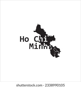 Ho Chi Minh map and black lettering design on white background