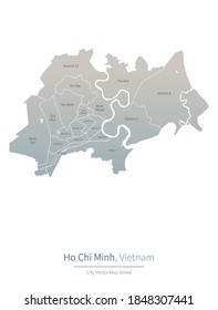 Ho Chi Minh Map. vector map of major city in the Vietnam.