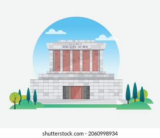 Ho Chi Minh Mausoleum in Hanoi, Vietnam, vector 