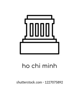 ho chi minh mausoleum icon. Trendy modern flat linear vector ho chi minh mausoleum icon on white background from thin line Architecture and Travel collection, outline vector illustration