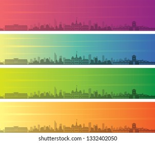 Ho Chi Minh Multiple Color Gradient Skyline Banner