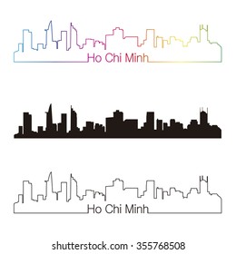 Ho Chi Minh skyline linear style with rainbow in editable vector file