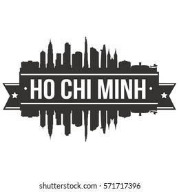 Ho Chi Minh Skyline Stamp Silhouette City Design Vector Art