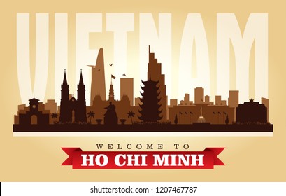 Ho Chi Minh Vietnam city skyline vector silhouette illustration