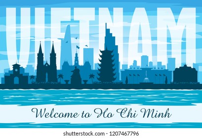 Ho Chi Minh Vietnam city skyline vector silhouette illustration