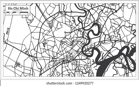 Ho Chi Minh Vietnam City Map in Retro Style. Outline Map. Vector Illustration.