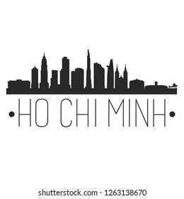 Ho Chi Minh Vietnam. City Skyline. Silhouette City. Design Vector. Famous Monuments.