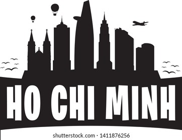 Ho Chi Minh Vietnam. City Skyline. Silhouette Banner City. Design Vector. Famous Monuments.