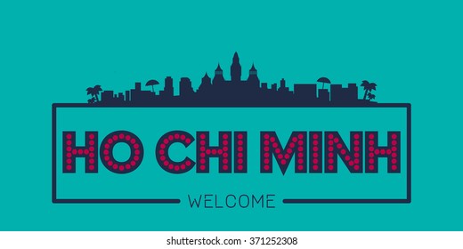 Ho Chi Minh Vietnam city skyline silhouette vector design