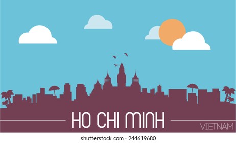 Ho Chi Minh Vietnam skyline silhouette flat design vector illustration