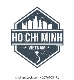 Ho Chi Minh Vietnam Travel Stamp. Icon Skyline City Design Vector.