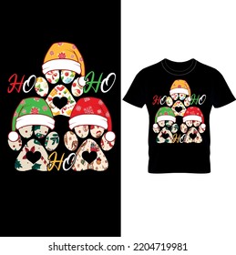  Ho Ho Ho- Christmas Dog Paw T-shirt Design –Dog Paw With Christmas Hat Ugly Christmas Sweater Shirt, Christmas Dogs Shirt, Funny Dog Xmas Shirt, Dog Lover Gifts,Xmas Shirt, Paws Shirts.