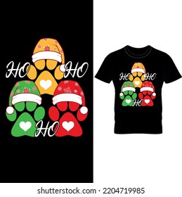  Ho Ho Ho- Christmas Dog Paw T-shirt Design –Dog Paw With Christmas Hat Ugly Christmas Sweater Shirt, Christmas Dogs Shirt, Funny Dog Xmas Shirt, Dog Lover Gifts,Xmas Shirt, Paws Shirts.