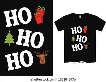 Ho Ho Ho -Christmas graphic print t shirt, Creative Christmas t-shirt design, t shirt designs for Christmas day