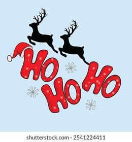 ho ho ho christmas greeting card with reindeer  vector illustration art