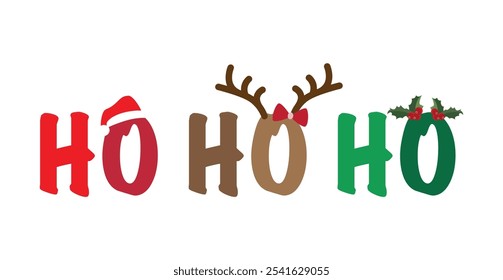 Ho Ho Ho - Christmas greeting typography. marker font. Holiday quote, decoration. Vector