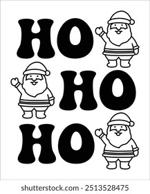 HO HO HO Christmas retro wavy groovy t shirt design