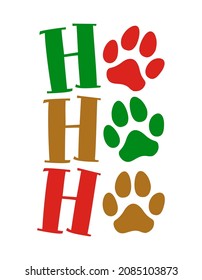 Ho ho ho - Christmas shaped dog and cat paws for gift tag. Hand drawn footprints for Xmas greetings cards, invitations. Good for t-shirt, mug, scrap booking, gift, printing press.